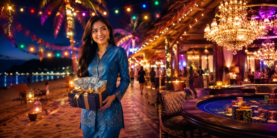 Suasana kasino hiburan mewah di Langkawi dengan tema baju kurung tempatan
